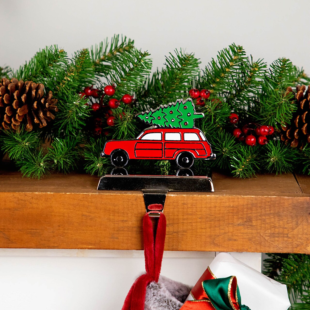 Northlight Vintage Station Wagon Car with Tree Christmas Stocking Holder - 5.25"